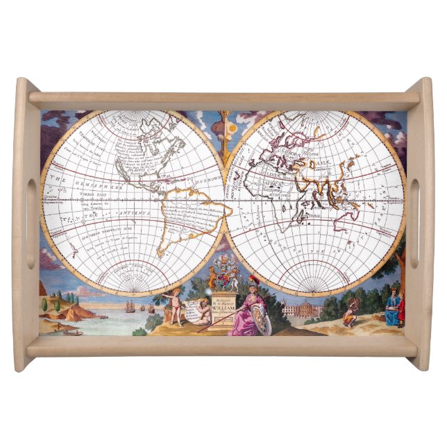 A New Map - Terraqueous Globe Serving Tray Natural (Front)