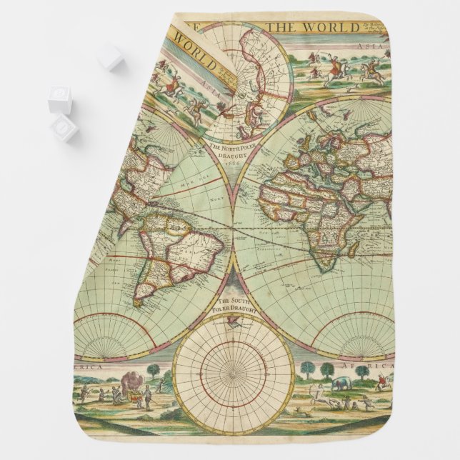 A new mapp of the world - Atlas Swaddle Blanket (In Situ)