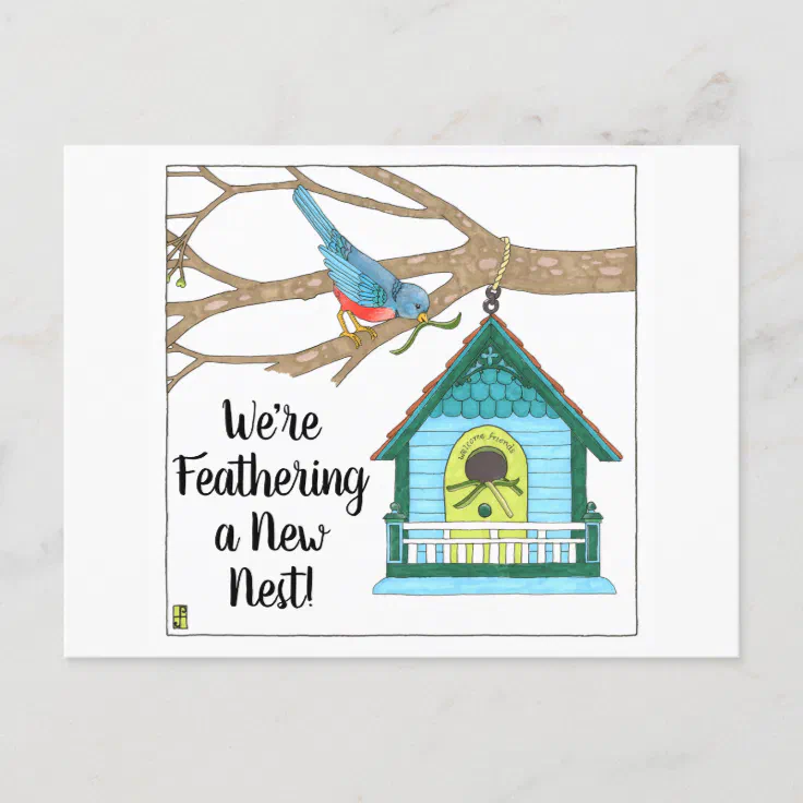 A New Nest Blue Bird House New Address Postcard Zazzle