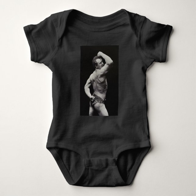 A New Pose by StrongMen Eugen Sandow Bodybuilding Baby Bodysuit (Front)