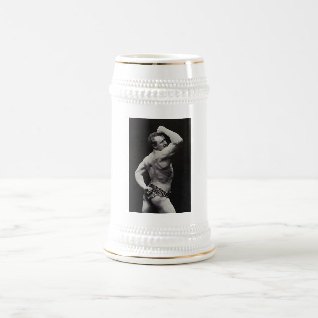 A New Pose by StrongMen Eugen Sandow Bodybuilding Beer Stein (Center)