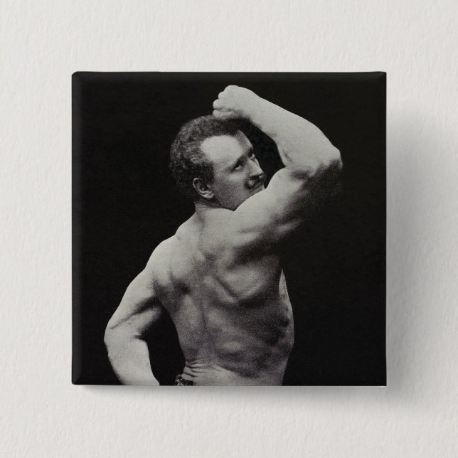 A New Pose by StrongMen Eugen Sandow Bodybuilding Button (Front)