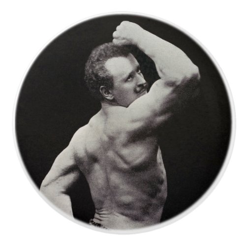 A New Pose by StrongMen Eugen Sandow Bodybuilding Ceramic Knob
