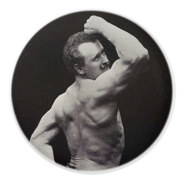 A New Pose by StrongMen Eugen Sandow Bodybuilding Ceramic Knob (Front)