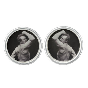 A New Pose by StrongMen Eugen Sandow Bodybuilding Cufflinks