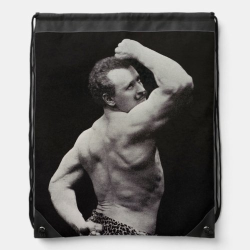 A New Pose by StrongMen Eugen Sandow Bodybuilding Drawstring Bag