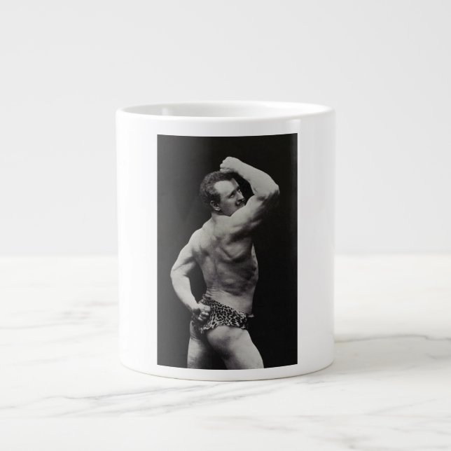 A New Pose by StrongMen Eugen Sandow Bodybuilding Giant Coffee Mug (Front)