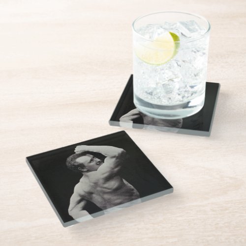 A New Pose by StrongMen Eugen Sandow Bodybuilding Glass Coaster