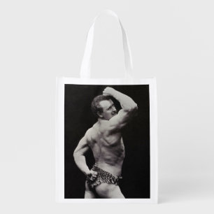 A New Pose by StrongMen Eugen Sandow Bodybuilding Grocery Bag