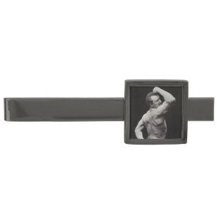 A New Pose by StrongMen Eugen Sandow Bodybuilding Gunmetal Finish Tie Bar