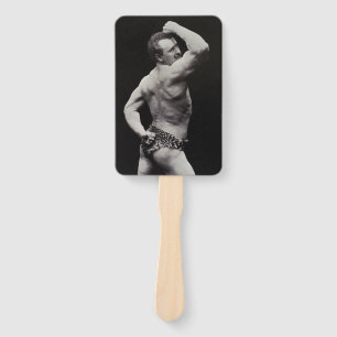 A New Pose by StrongMen Eugen Sandow Bodybuilding Hand Fan