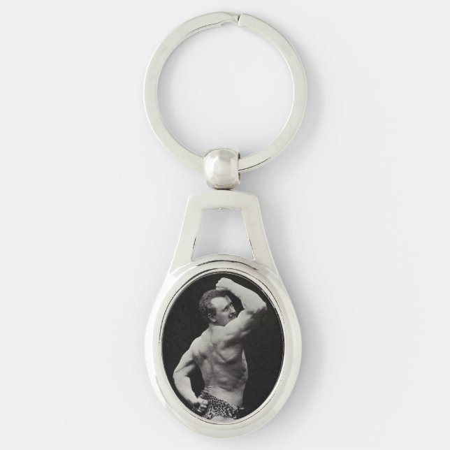 A New Pose by StrongMen Eugen Sandow Bodybuilding Keychain (Front)