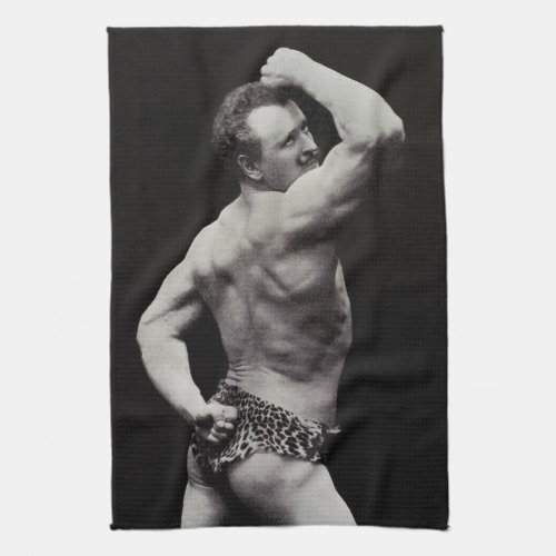 A New Pose by StrongMen Eugen Sandow Bodybuilding Kitchen Towel