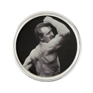 A New Pose by StrongMen Eugen Sandow Bodybuilding Lapel Pin
