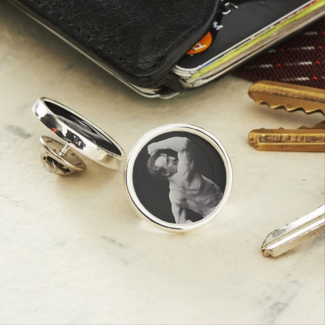 A New Pose by StrongMen Eugen Sandow Bodybuilding Lapel Pin (In Situ)