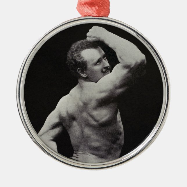 A New Pose by StrongMen Eugen Sandow Bodybuilding Metal Ornament (Front)