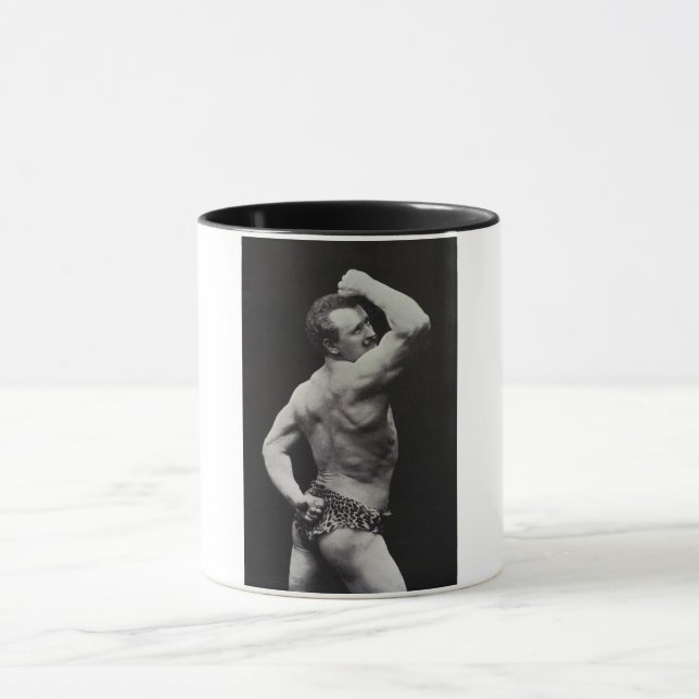 A New Pose by StrongMen Eugen Sandow Bodybuilding Mug (Center)