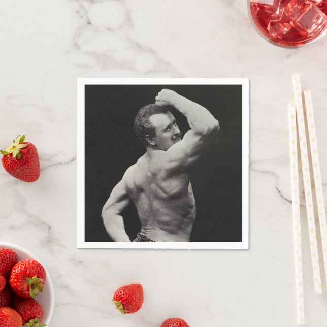 A New Pose by StrongMen Eugen Sandow Bodybuilding Napkins (Insitu)