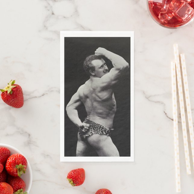 A New Pose by StrongMen Eugen Sandow Bodybuilding Paper Guest Towels (Insitu)