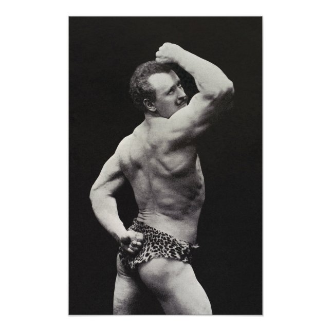 A New Pose by StrongMen Eugen Sandow Bodybuilding Photo Print (Front)