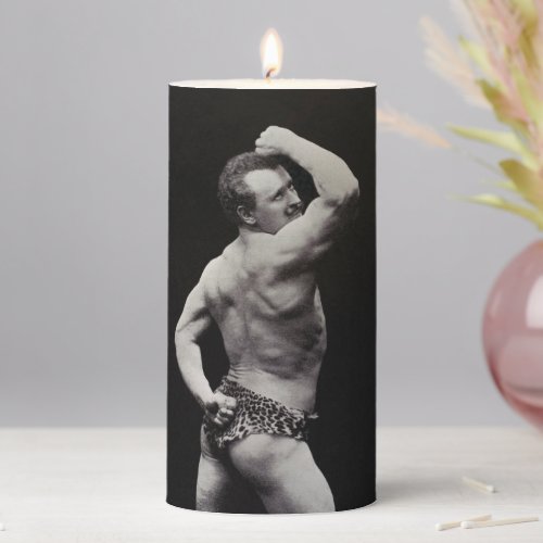 A New Pose by StrongMen Eugen Sandow Bodybuilding Pillar Candle