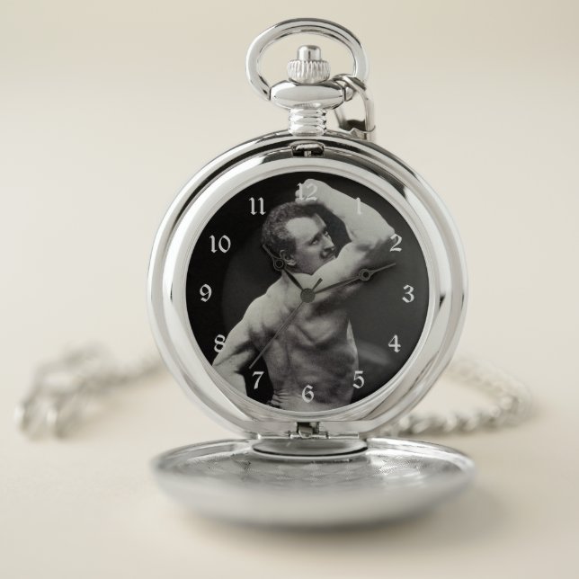 A New Pose by StrongMen Eugen Sandow Bodybuilding Pocket Watch (Inside)