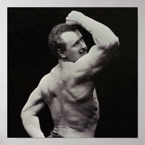 A New Pose by StrongMen Eugen Sandow Bodybuilding Poster