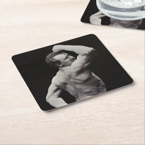 A New Pose by StrongMen Eugen Sandow Bodybuilding Square Paper Coaster