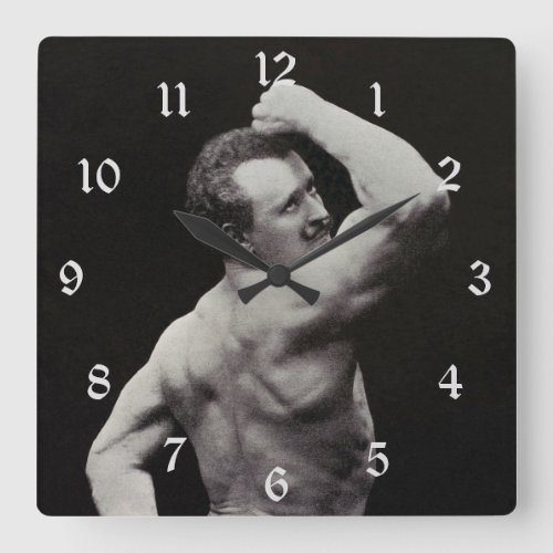 A New Pose by StrongMen Eugen Sandow Bodybuilding Square Wall Clock