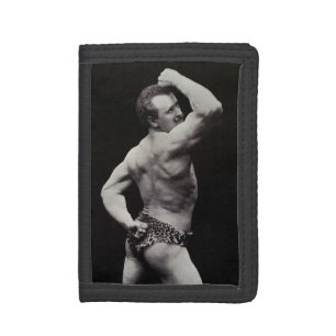 A New Pose by StrongMen Eugen Sandow Bodybuilding Trifold Wallet