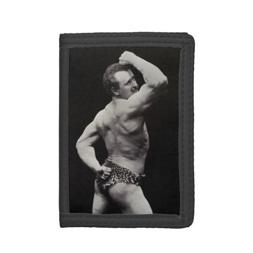 A New Pose by StrongMen Eugen Sandow Bodybuilding Trifold Wallet