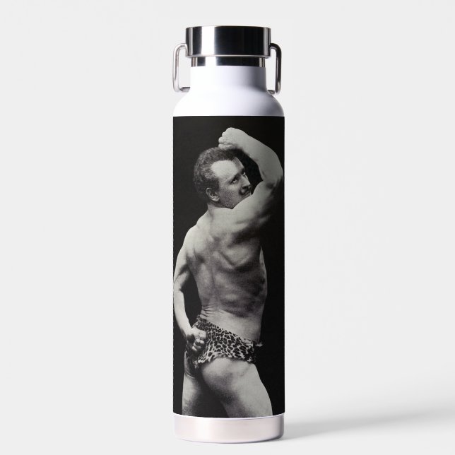 A New Pose by StrongMen Eugen Sandow Bodybuilding Water Bottle (Front)