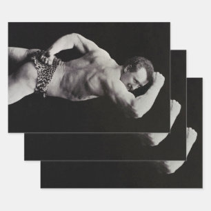 A New Pose by StrongMen Eugen Sandow Bodybuilding Wrapping Paper Sheets