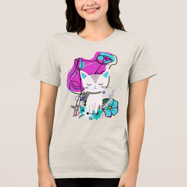 A new Trendy Colourful Cat lover Design Tri-Blend Shirt (Front)