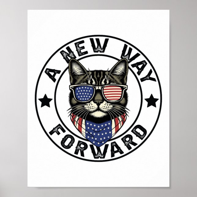 A New Way Forward Kamala Harris 2024 Childless Cat Poster (Front)