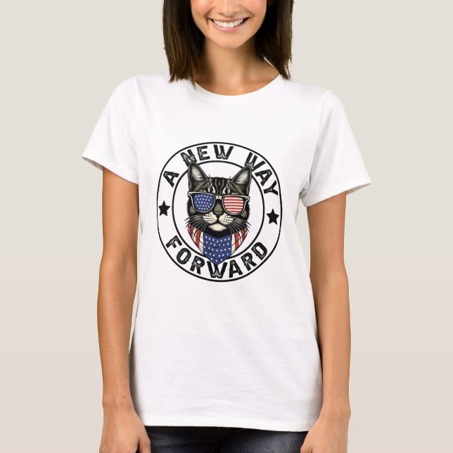 A New Way Forward Kamala Harris 2024 Childless Cat T-Shirt (Front)