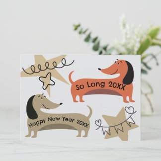 A New Years Eve Party Dachshund Dogs Fun Quirky Invitation