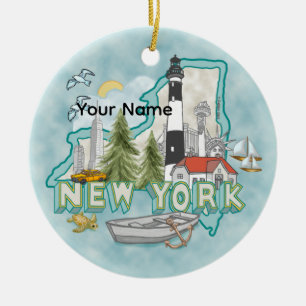 A New York Lighthouse Ceramic Ornament