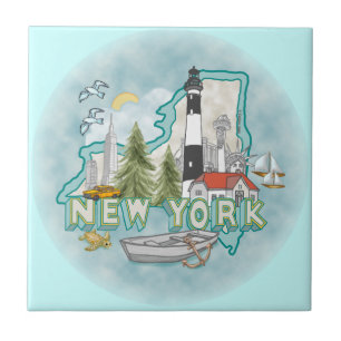 A New York Lighthouse Ceramic Tile