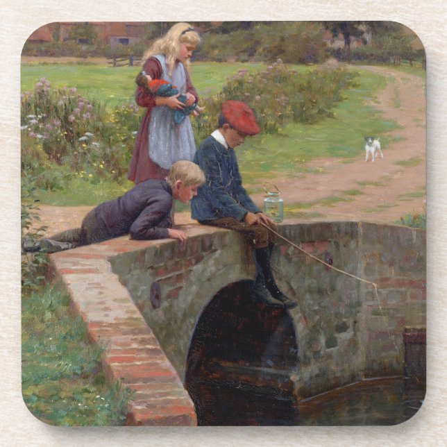 A Nibble, 1914 (oil on panel) Drink Coaster (Front)
