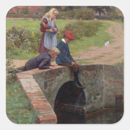 A Nibble 1914 oil on panel Square Sticker