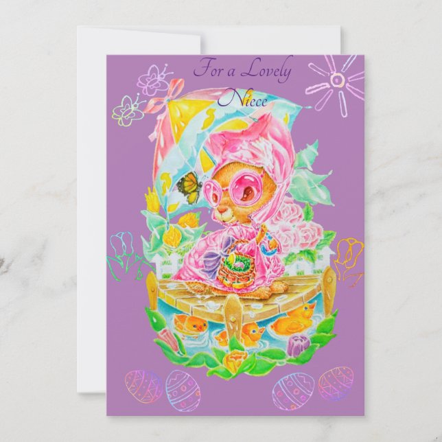 A Niece Personalized Easter Card. Thank You Card (Front)