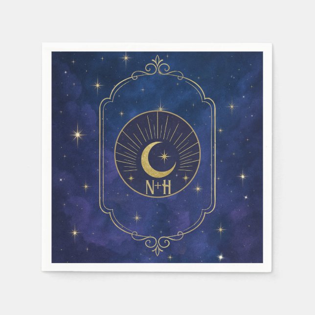 A Night Among The Stars Celestial Skies Wedding  Napkins (Front)
