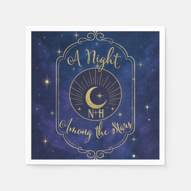 A Night Among The Stars Celestial Skies Wedding  Napkins (Front)