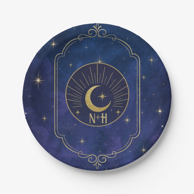 A Night Among The Stars Celestial Skies Wedding  Paper Plates (Front)