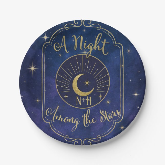 A Night Among The Stars Celestial Skies Wedding  Paper Plates (Front)