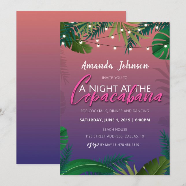 A Night At The Copacabana Havana Invitation (Front/Back)