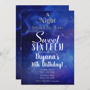 A Night Beyond the Stars Starry Sweet 16 Party Invitation