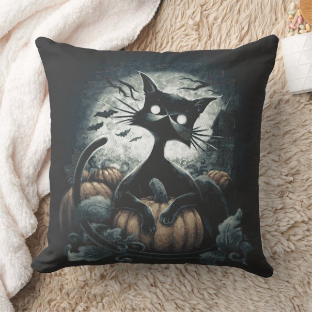 A Night for Pumpkin Picking Throw Pillow (Blanket)