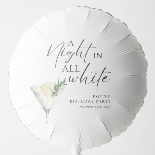 A Night in all White Birthday Balloon